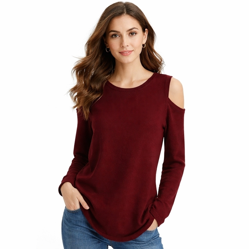 Charter Club 100% Cashmere Burgundy Cold Shoulder Sweater - Size M